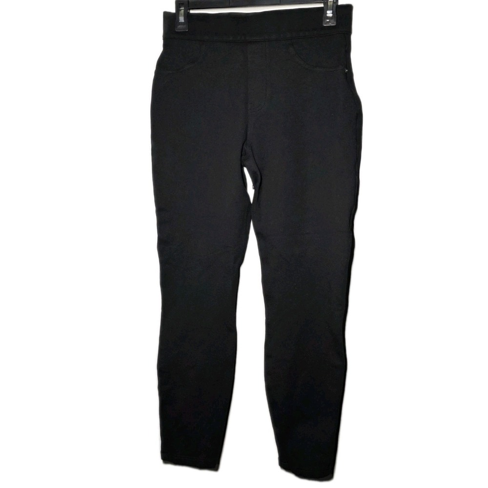 SPANX The Perfect Pant Women Med Black Back Seam Ankle Skinny Slit Ponte Stretch